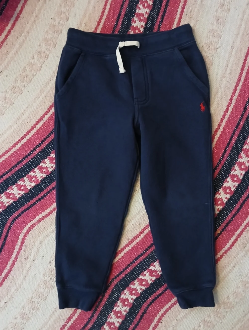 Ralph‎ Lauren Cruise Navy Fleeced Jogger Pants Red Logo BOYS 6
